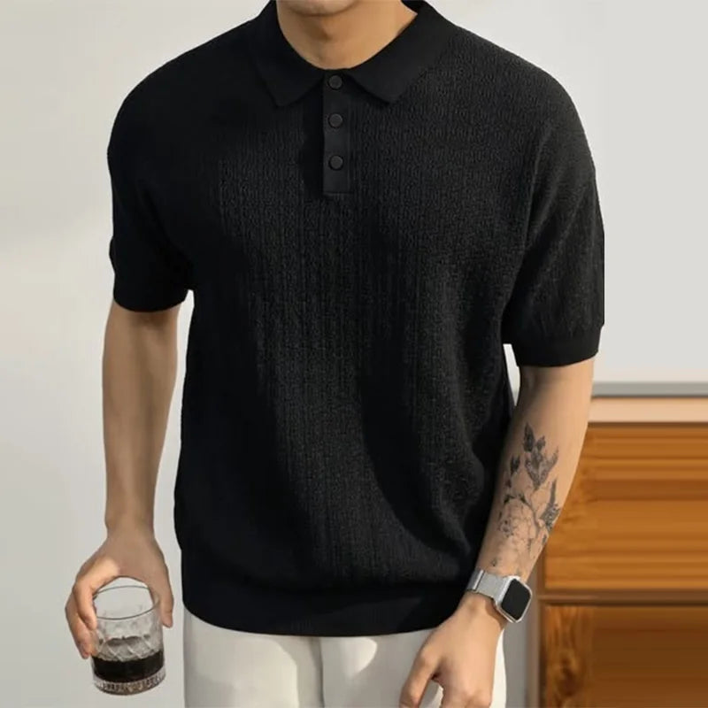 AIDASE  -  Men Shirt Lapel Short Sleeve Korean Style Loose Shirts Men Summer Tops Streetwear Solid Casual Men Clothing S-5XL aidase-shop