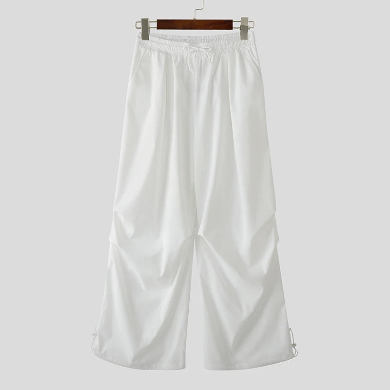 AIDASE  -  Men Cargo Pants Solid Color Drawstring Joggers Loose Casual Trousers Men Streetwear 2025 Fashion Male Long Pants S-5XL aidase-shop