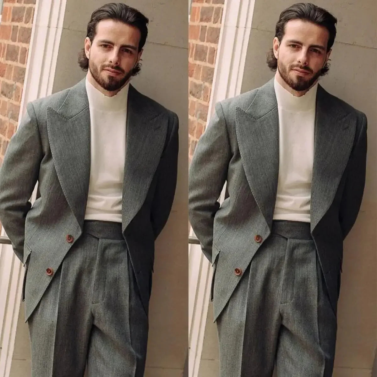 Aidase Men Suit Two Pieces Blazer Pants Single Breasted Wide Lapel Handsome Business High-quality Loose Fit Wedding Groom Costume Homme aidase-shop