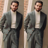 Aidase Men Suit Two Pieces Blazer Pants Single Breasted Wide Lapel Handsome Business High-quality Loose Fit Wedding Groom Costume Homme aidase-shop