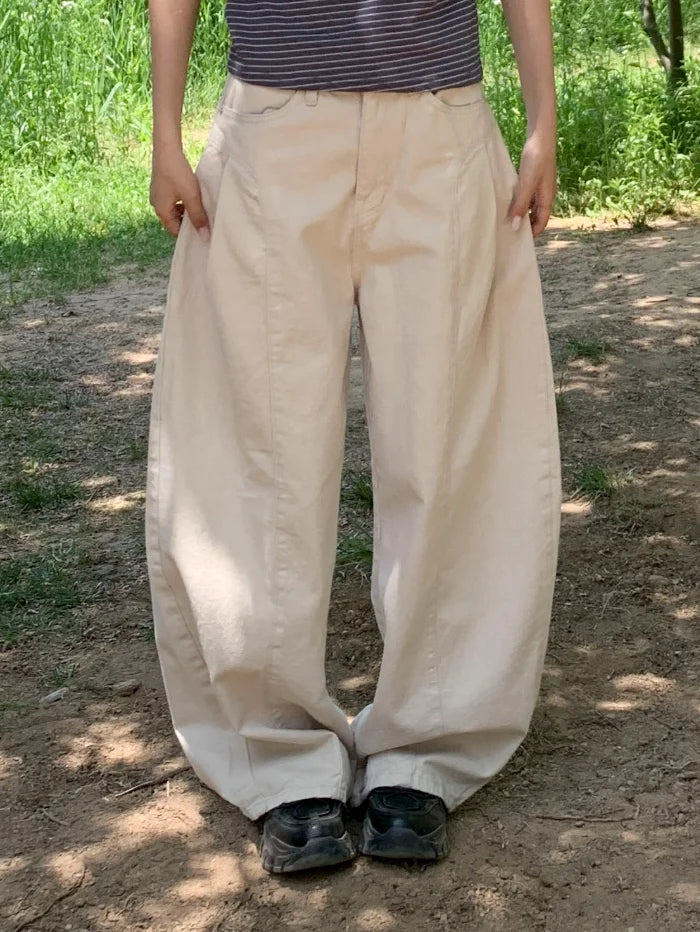 AIDASE  -  Women's High Waist Wide Leg Jeans 2025 New Korean Design Faionable Folded Knife Long Pants Versatile Sli Spring Autumn aidase-shop