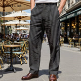 AIDASE  -  Plus Size Mens Fashion Striped Hotpants Loose Classic Linen Bloomer Male Ankle-Length Trouser Men Casual Beach Sweatpants New aidase-shop