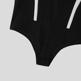 AIDASE  -  Men Bodysuits Patchwork O-neck Short Sleeve Zipper Casual Male Rompers Sexy Summer Skinny 2025 Fashion Bodysuit S-3XL aidase-shop