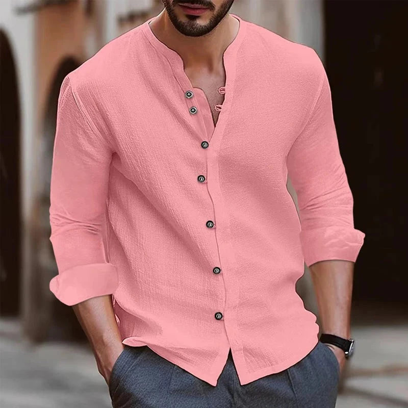 AIDASE  -  Mens Button Up Shirts for Men Long Sleeve Cotton Linen Hawaiian Beach Shirt Casual Summer Lightweight Tops aidase-shop