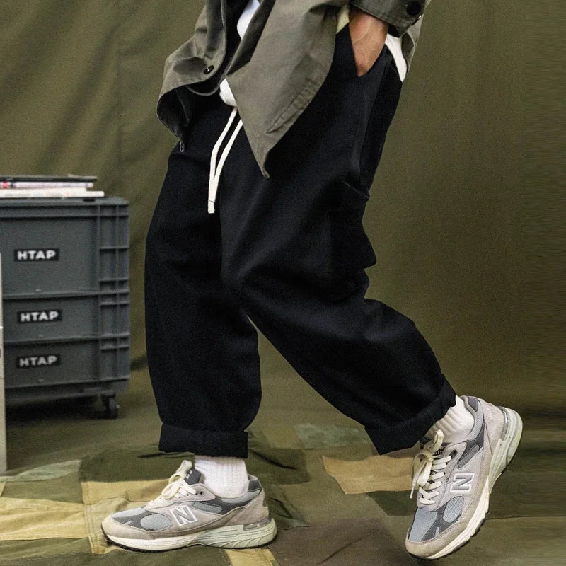 63.62Aidase Patchwork Cargo Pants Men Corduroy Contrast Stitch Trousers Mens Streetwear Loose Casual Pants aidase-shop