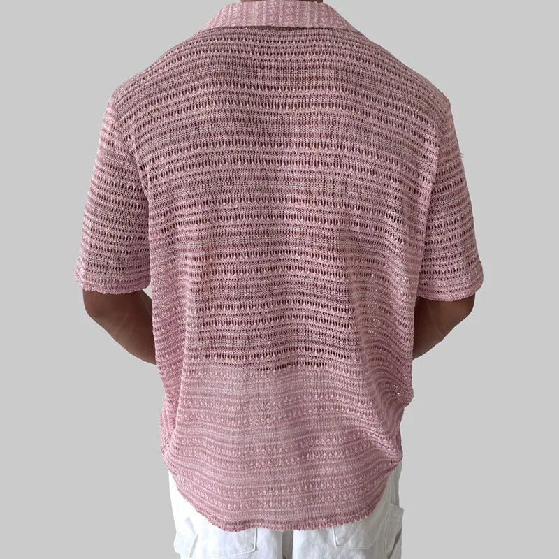 AIDASE  -  Tops Spring Summer New Men's Tide High Street Sheer Turn-Down Collar Trendy Niche Chic Casual Short Sleeve Shirt Ins W11470 aidase-shop