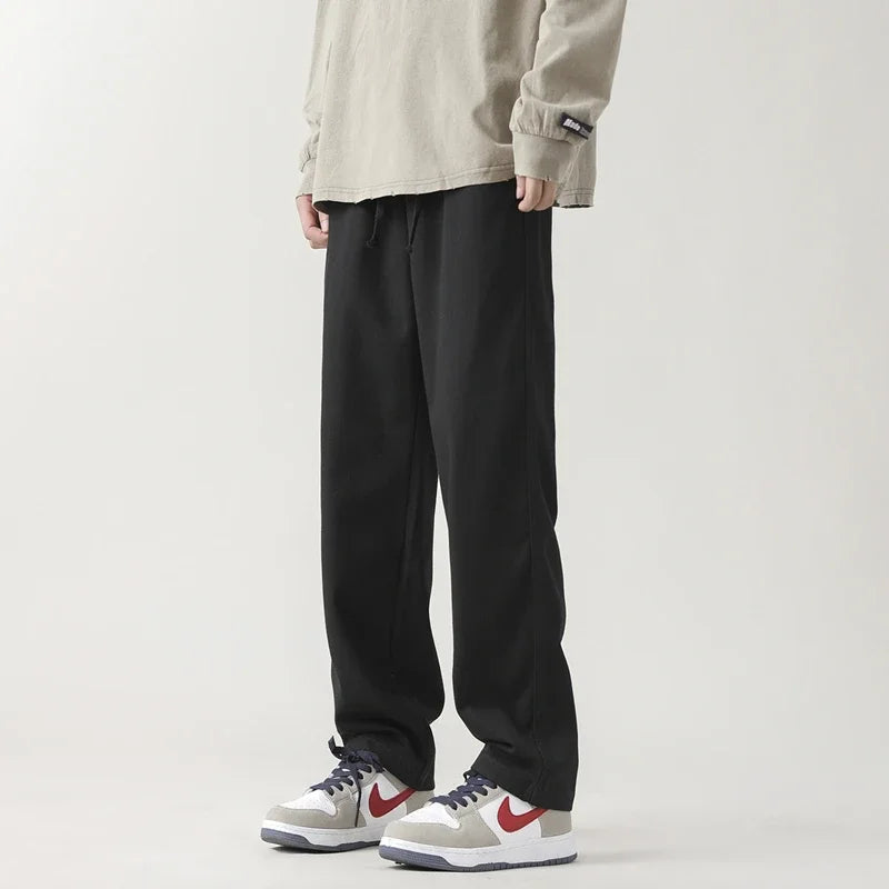 Aidase Men's Pants Retro Ankle Length Casual Cotton Pant Male Elastic Waist Loose Pant Man aidase-shop