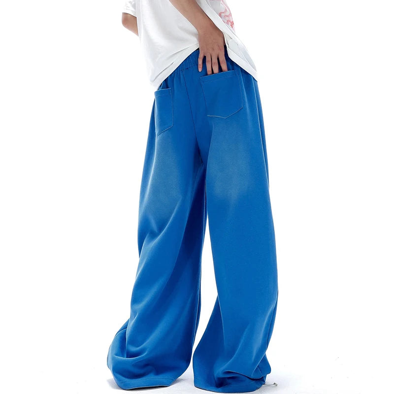 AIDASE  -  Summer New Male Washed Sweatpants Fashion Drawstring Straight-leg Design Simple Casual Men Trousers Menswear Tide 21E6603 aidase-shop