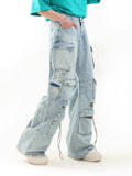 Y2k Baggy Jeans for Men Ripped Torn Wide Leg Oversized Pants Casual Loose 90s Vintage Street Stylish Hip-hop Trousers