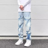 Aidase Streetwear Swag Style Blue Frayed Jeans Pants for Men Retro Washed Ripped Casual Tapered Denim Trousers Slim Fit Y2k Jean Male aidase-shop