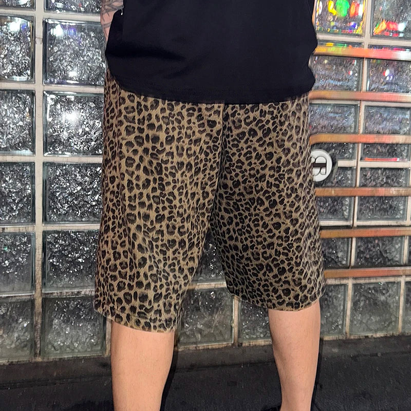AIDASE  -  Men's Shorts Button Leopard Printing Joggers Summer Casual Men Bottoms Loose Streetwear 2025 Fashion Male Shorts S-5XL aidase-shop