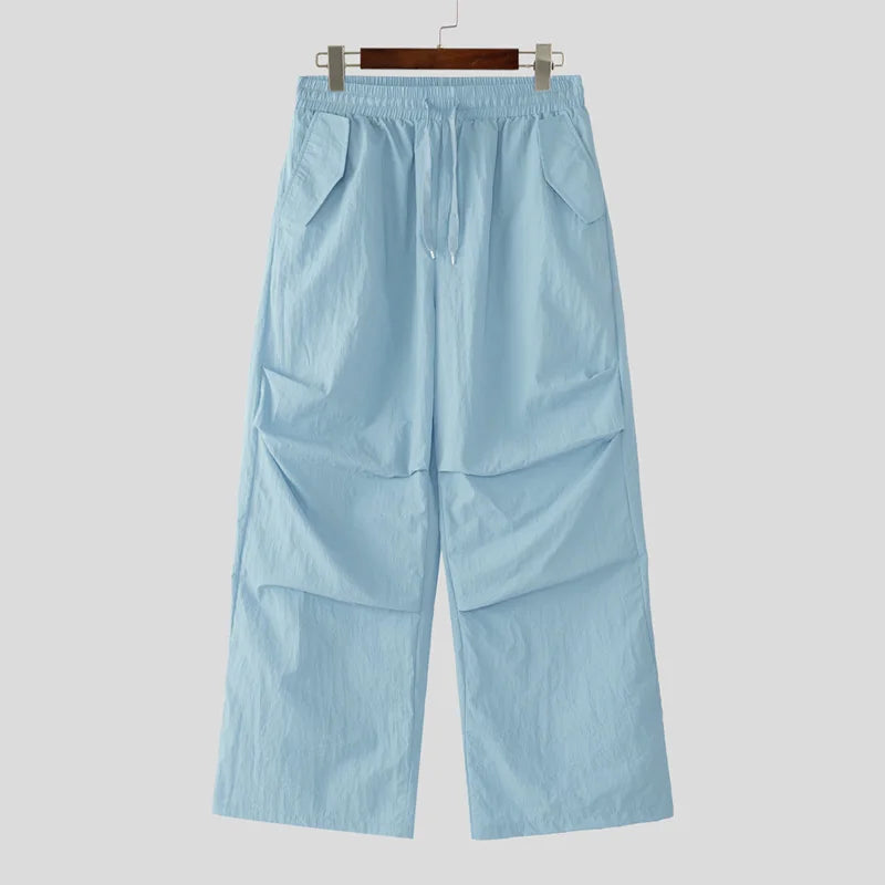 AIDASE  -  Men Cargo Pants Drawstring Solid Color Joggers Casual Trousers Men Streetwear 2025 Quick Dry Fashion Male Pants S-5XL aidase-shop