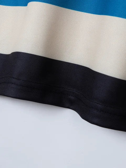 AIDASE  -  New Summer Men's Striped Polo Shirts Fashion Lapel Button Short Sleeve Sports Polos Classics Business Casual Tops Male Tees aidase-shop