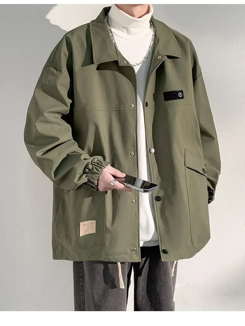 AIDASE  -  Japanese Style Workwear Jacket Men Spring Autumn Trendy Loose Coat aidase-shop
