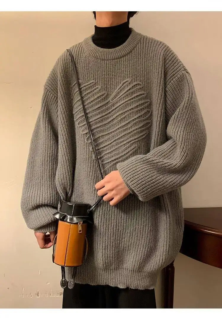 AIDASE  -  Casual Men Knitwear Sweater Square Block Jacquard Patchwork Design Long Sleeve Round Neck Solid Color Pullovers 21E7644 aidase-shop
