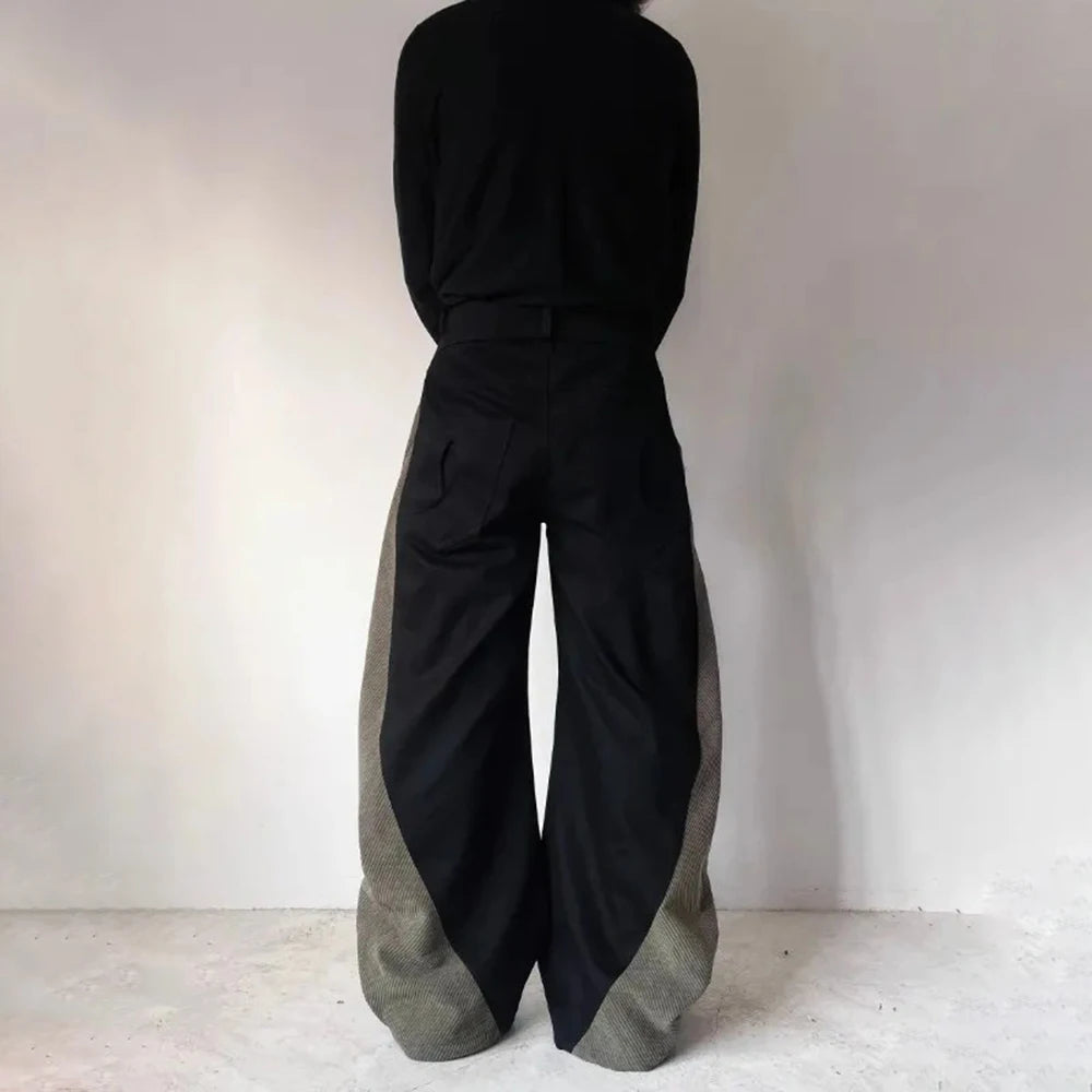 AIDASE  -  New In Mens Y2k Trousers 2025 Spring Autumn Street Handsome Two-Tone Casual Pants Fashion Elastic Waist Wide-Leg Mopping Pants aidase-shop