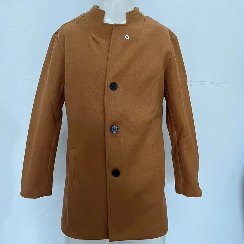AIDASE  -  New Winter Fashion Men Slim Fit Long Sleeve Cardigans Blends Coat Jacket Suit Solid Mens Long Woolen Coats aidase-shop