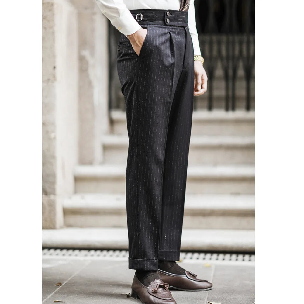 Aidase Lurex Yarn Trousers Pant For Man 2024 Office Trouser Men Business Casual Pant British Social Club Outfits Pantalones Hombre aidase-shop