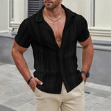 AIDASE  -  Summer New Casual Mens Knitted Shirts Trendy Hollow Out Breathable Knit Cardigan Men Tops Beach Vintage Button Lapel Shirt aidase-shop