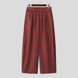 AIDASE  -  Men Pants Plaid Button Joggers Loose Casual Wide Leg Trousers Men Streetwear 2025 Pleated Oversize Fashion Long Pants aidase-shop
