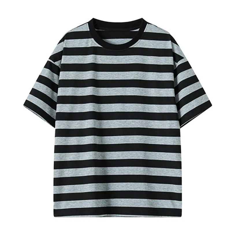 AIDASE  -  Summer Men's Striped T-Shirts Short Sleeve Casual O-Neck Tshirt Male Fashion Sports Tops Loose Tees Streetwear T Shirt Plus Size aidase-shop