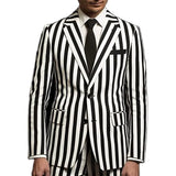 Aidase White and Black Stripe Men's Suits Single Breasted Notch Lapel 2 Piece Jacket Pants Formal Outfits Ropa Hombre Slim Fit Tailor aidase-shop