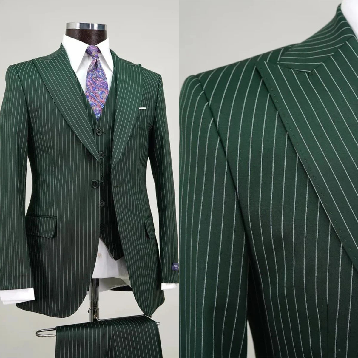 Aidase Modern Men's Suit Pinstripe 3 Pieces Blazer Pants Double Breasted Business Formal Work Wear Wedding Groom Costume Homme aidase-shop