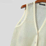 AIDASE  -  Mesh Men Tank Tops Sleeveless Sexy Tops Tee Summer V Neck Buttons Tops Streetwear Vests Oversize S-3XL Men's Clothing aidase-shop