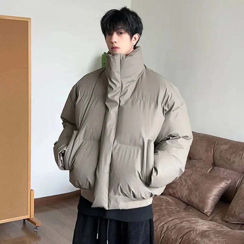 AIDASE  -  Detachable Hooded Men's Cotton Jacket American Style Short Fur Collar Long Sleeve Solid Color Casual Male Coats 21E7670 aidase-shop