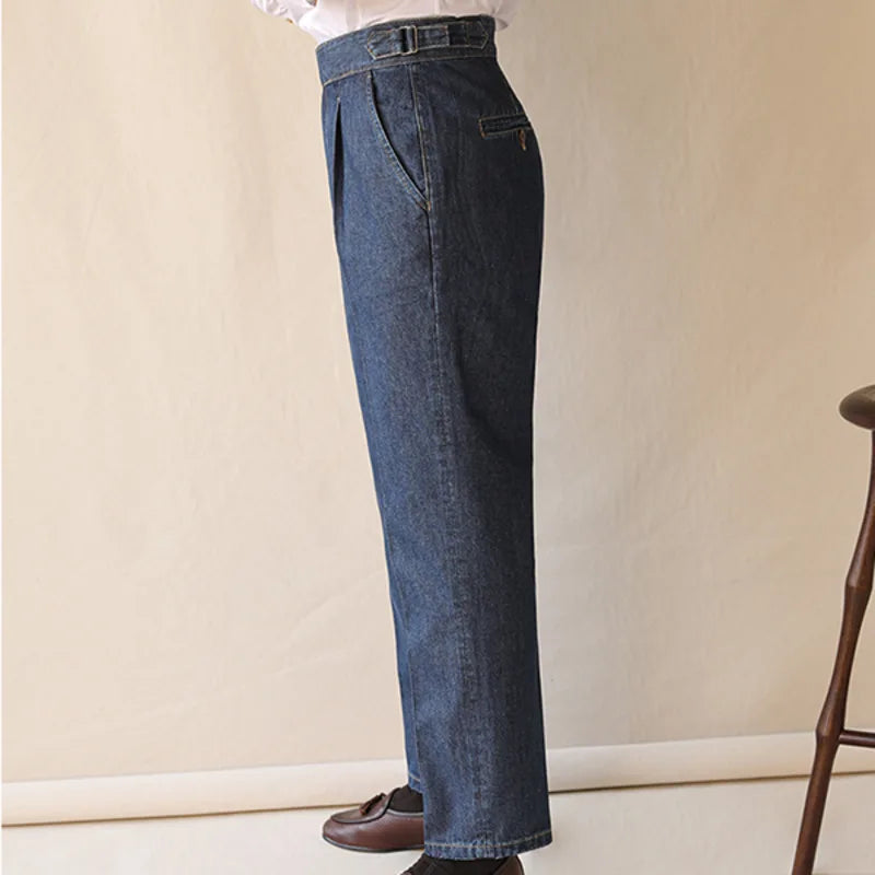 Aidase High Quality Men High Grade Casual Straight Tube Loose Washed Pant High Quality Jeans Men Dress Trouser Straight Leg Pant Naples aidase-shop