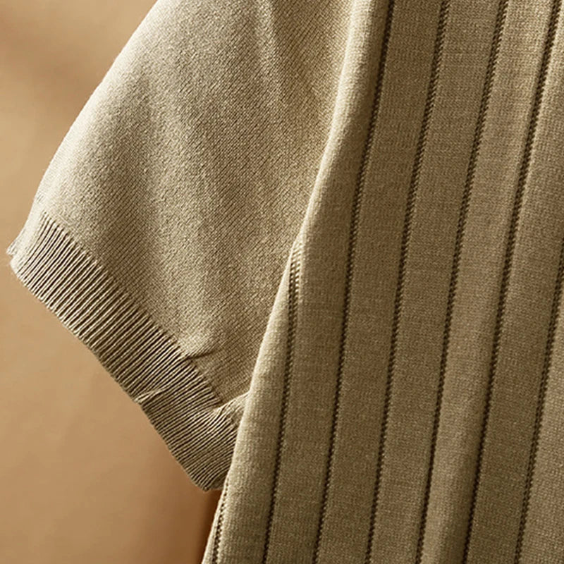 AIDASE  -  Summer Fashion Solid Color O Neck Short Sleeve Slim T-shirt Men Knitwear Casual Tops Daily Leisure Mens Slim Knit T Shirts aidase-shop