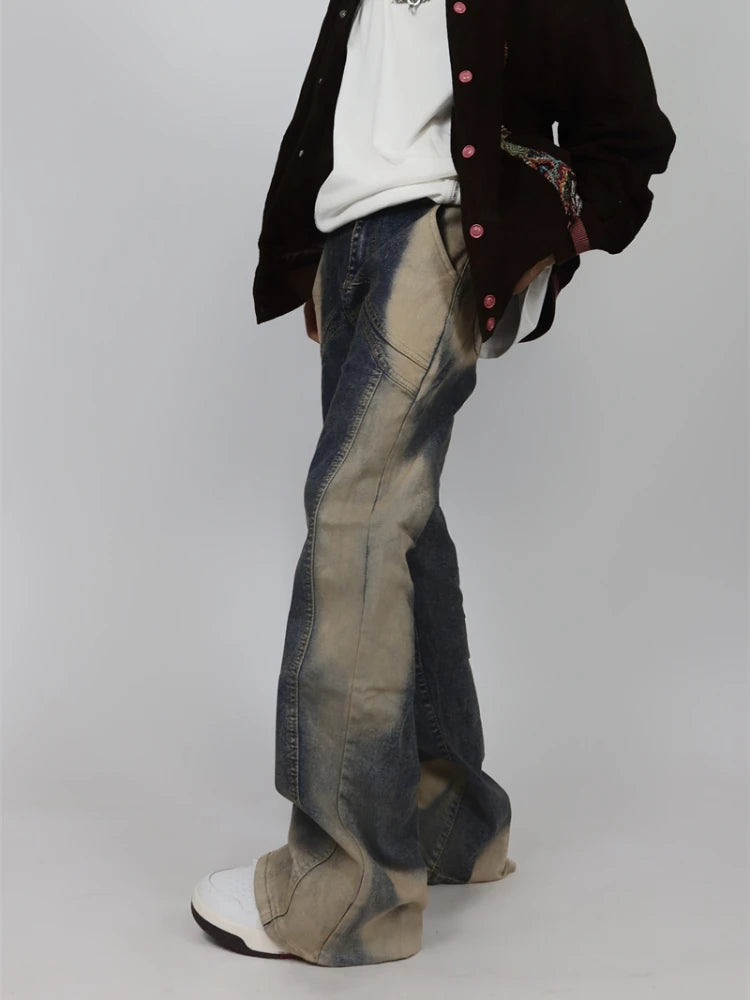 Aidase S-3XL Jeans for Men Contrast Color Hip Hop American Style Popular Teenagers All-match Daily Vitality Simple Baggy Mops Trousers aidase-shop