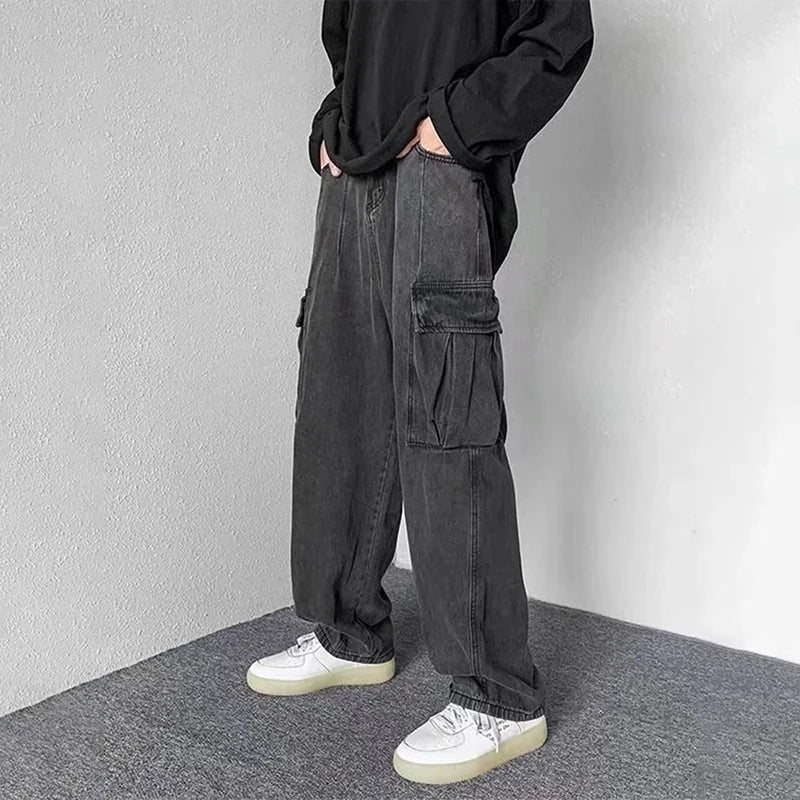 Aidase Baggy Jeans Trousers Male Denim Pants Black Wide Leg Pants Men's Jeans Loose Casual Korean Streetwear Hip Hop Harajuku aidase-shop