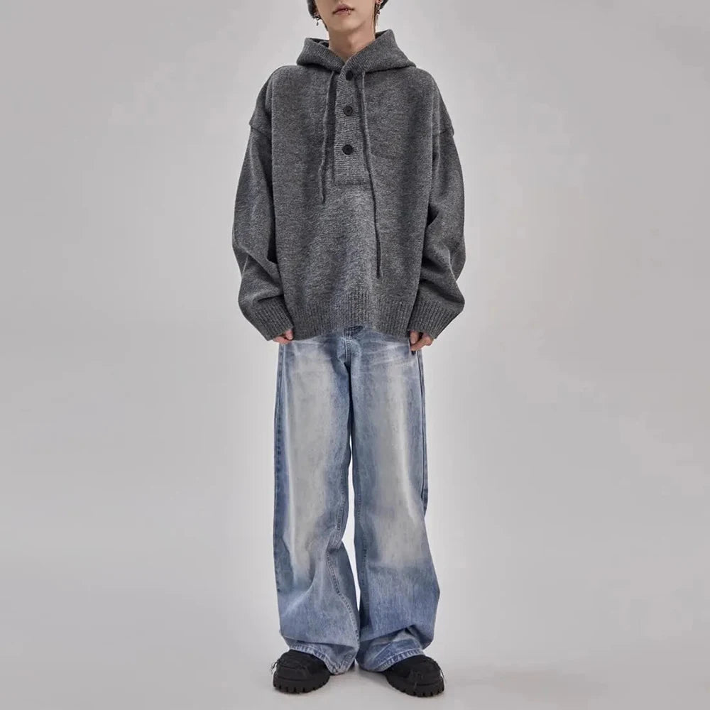 AIDASE  -  American Street Retro Hooded Sweater Jacket Mens Autumn And Winter New Trend Lazy Style Fashion Y2k Casual Sweater Mens Clothing aidase-shop