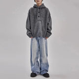 AIDASE  -  American Street Retro Hooded Sweater Jacket Mens Autumn And Winter New Trend Lazy Style Fashion Y2k Casual Sweater Mens Clothing aidase-shop