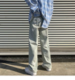 Aidase New Men's jeans Neutral Wide Leg Denim Trousers Loose Straight Luxury Jeans Youth Street Casual Cross Embroidery Hip hop Pants aidase-shop