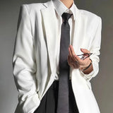 AIDASE  -  Autumn Winter Men's Solid Color Long-Sleeved Suit Jacket American Retro Fashion Trend High Street Loose Simple Niche Men's Tops aidase-shop