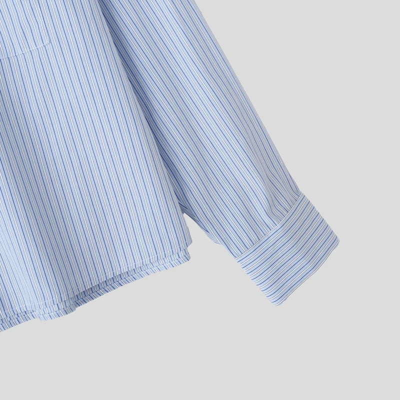 AIDASE  -  Men Striped Shirt Lapel Long Sleeve Button Casual Men Clothing Loose Streetwear 2025 Korean Style Fashion Male Shirts aidase-shop