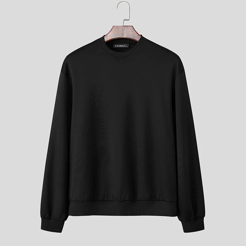 AIDASE  -  Men Hoodies O-neck Long Sleeve Streetwear Loose Casual Male Sweatshirts 2025 Fashion Solid Color Men Clothing Pullovers aidase-shop