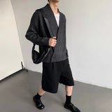 AIDASE  -  American High Street Fashion Solid Color Sweater Jacket Autumn And Winter Irregular Oblique Button V-Neck Cardigan Sweater Men aidase-shop