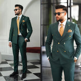 Aidase Green Men Suits Tailor-Made 2 Pieces Blazer Pants Double Breasted Peaked Lapel Fashion Business Wedding Plus Size Tailored aidase-shop