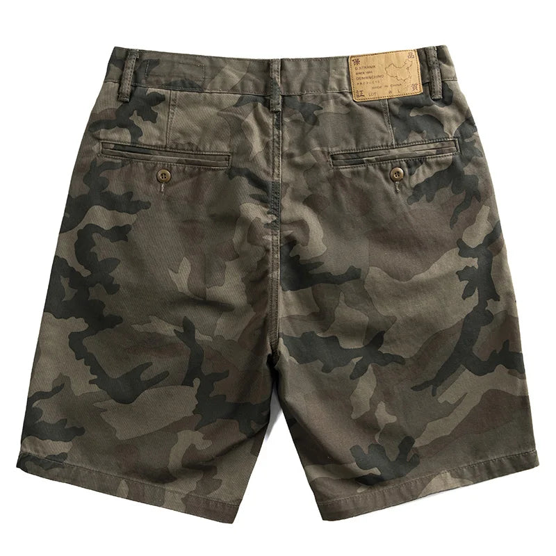 Aidase Summer Camouflage Shorts for Men American Casual Floral Slim Fit Capris Trendy Loose Fitting Workwear Half Pants 100% Cotton aidase-shop