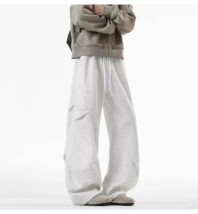 AIDASE  -  High Waist Men Sports Pants American Style Loose Draped Straight Wide Leg Casual Drawstring Trousers Autumn New 21E7679 aidase-shop