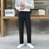 Aidase Black Suit Pants Men Slim Fashion Social Mens Dress Pants Korean Loose Casual Straight Pants Mens Office Formal Trousers M-3XL aidase-shop
