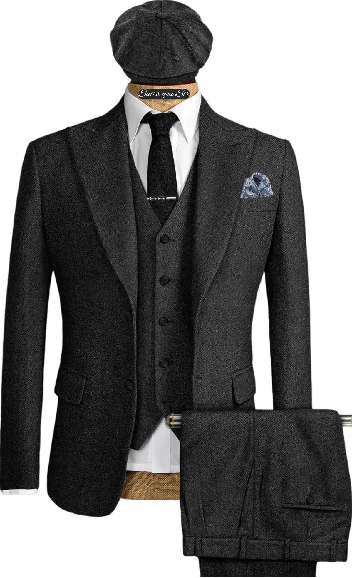 Aidase Mens Herringbone Suits 3 Pieces Wool Formal Groom Wear Work Business Customize Tuxedos Blazer Pants Vest For Wedding aidase-shop