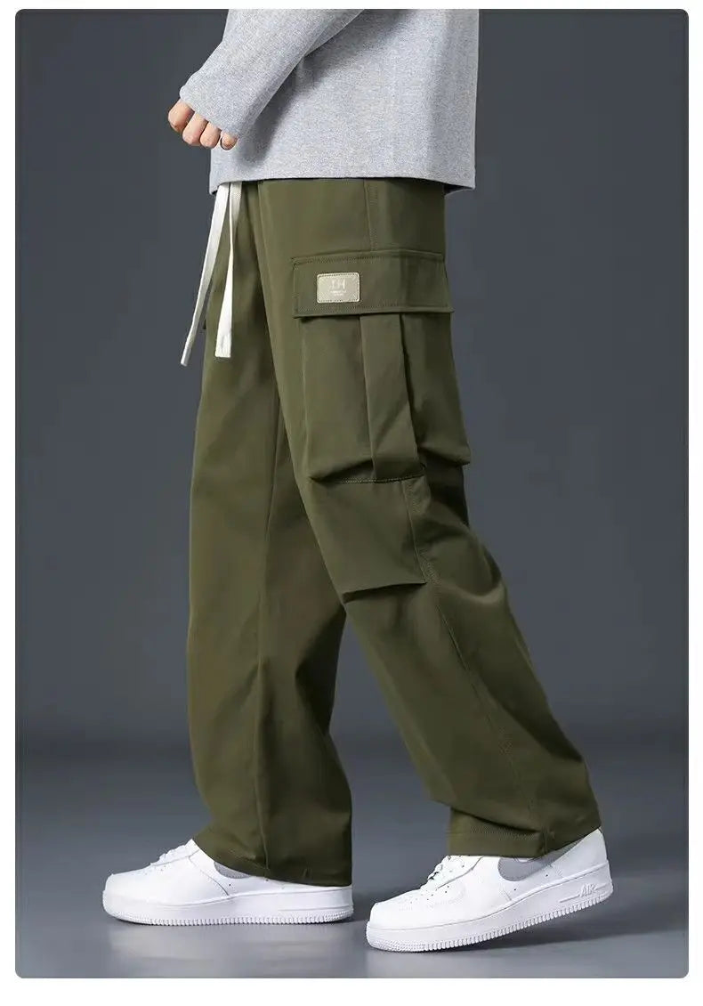 Aidase Work Trousers Men Loose Straight Wide Leg Pants Casual Trousers Soft Sports Pocket aidase-shop