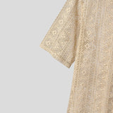 AIDASE  -  Men Shirt Mesh See Through Lapel Short Sleeve Sexy Male Shirts Summer Loose Tops Streetwear 2025 Fashion Men Clothing aidase-shop