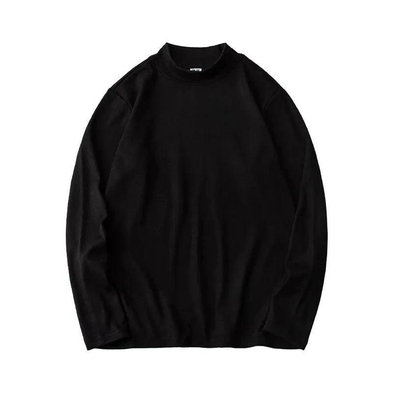 AIDASE  -  Autumn and Winter Men's Long Sleeve T-shirt with Half High Neck Underlay Loose Inner Layer Comfortable Versatile Top aidase-shop