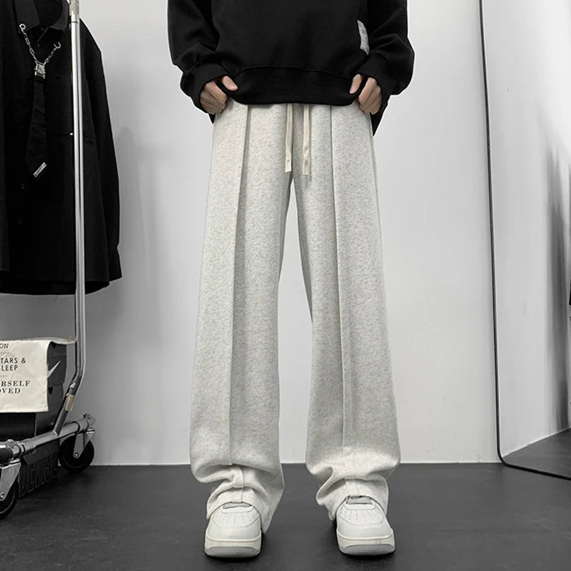 AIDASE  -  Autumn New Men's Sports Sweatpants Trendy Loose Casual Versatile Straight-leg Trousers Solid Color Drawstring Pants 21E7519 aidase-shop