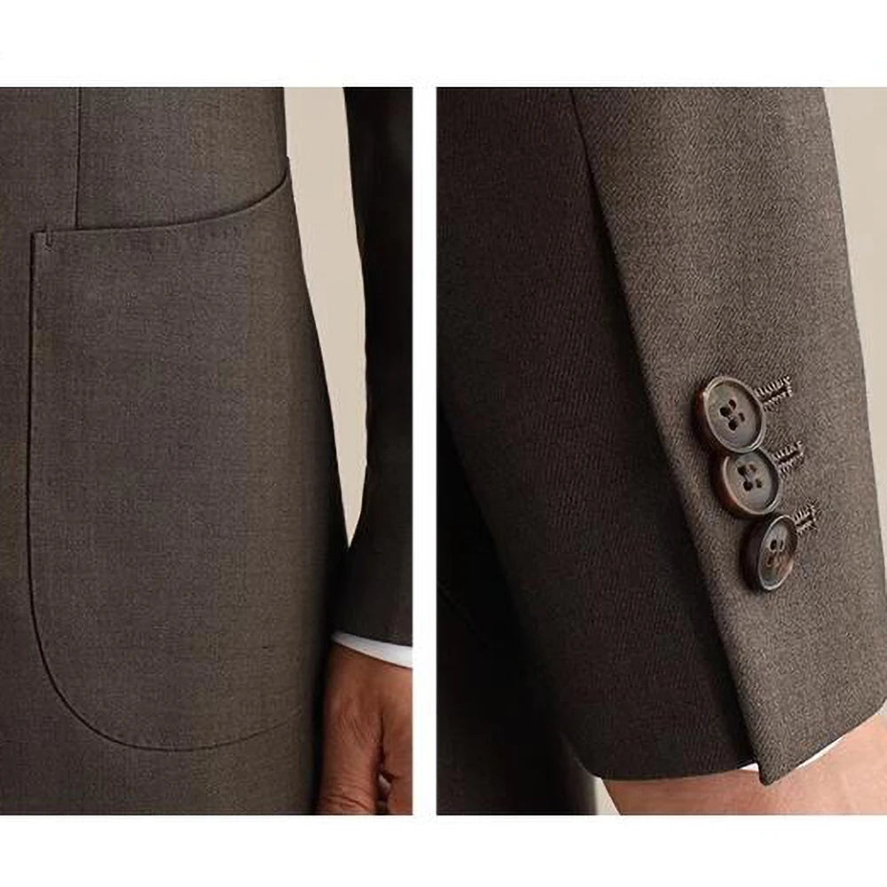 158.26Aidase New Men Suits 2 Pieces Slim Fit Casual Business Formal Brown Notch Lapel Tuxedos for Wedding Groomsmen (Blazer+Pants) aidase-shop